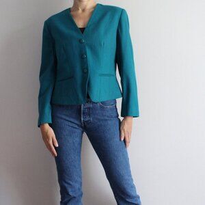 Pendleton Women's Vintage 100% Virgin Wool Teal Blazer